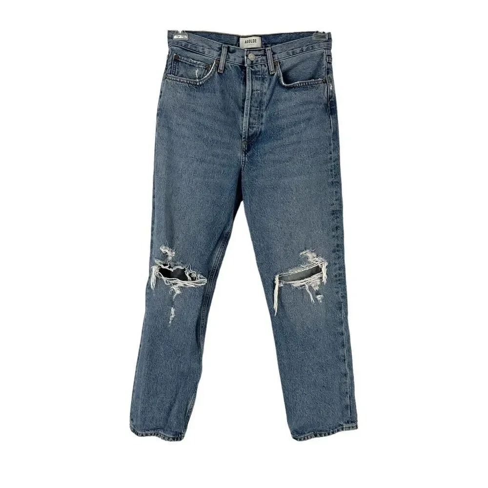 AGOLDE 90s Jeans Womens Size 26 Waist Distressed High Rise Button Fly Designer